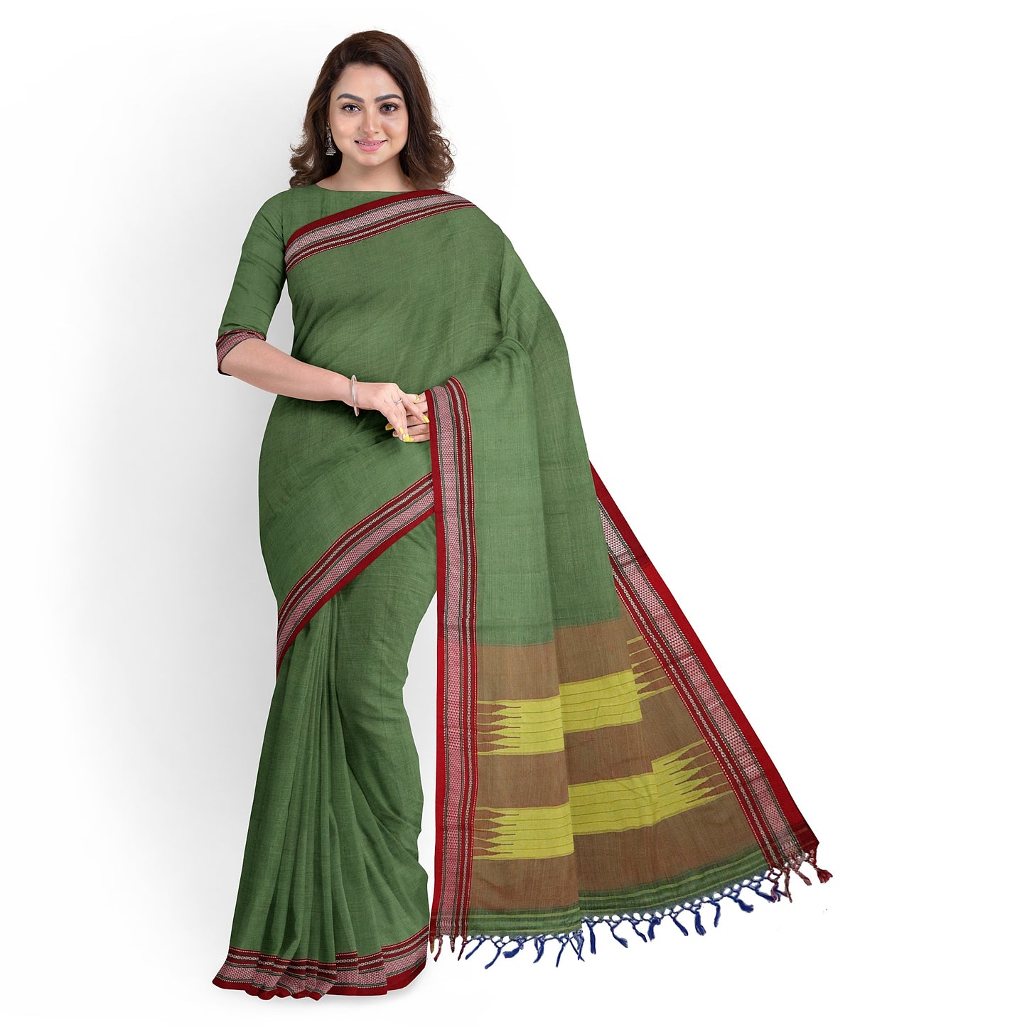 Ilkal Handloom Plain Pure Cotton Silk Saree