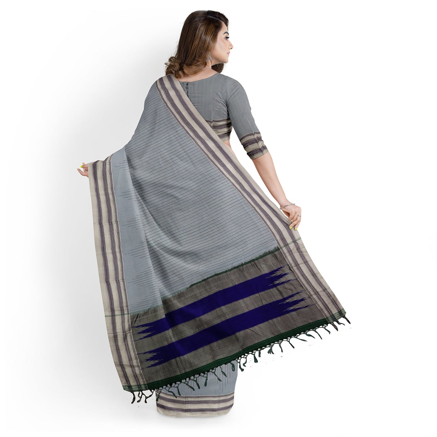 Ilkal Handloom Strip/Lining Pure Cotton Saree
