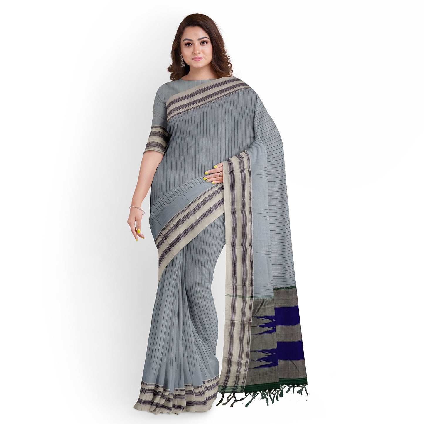 Ilkal Handloom Strip/Lining Pure Cotton Saree