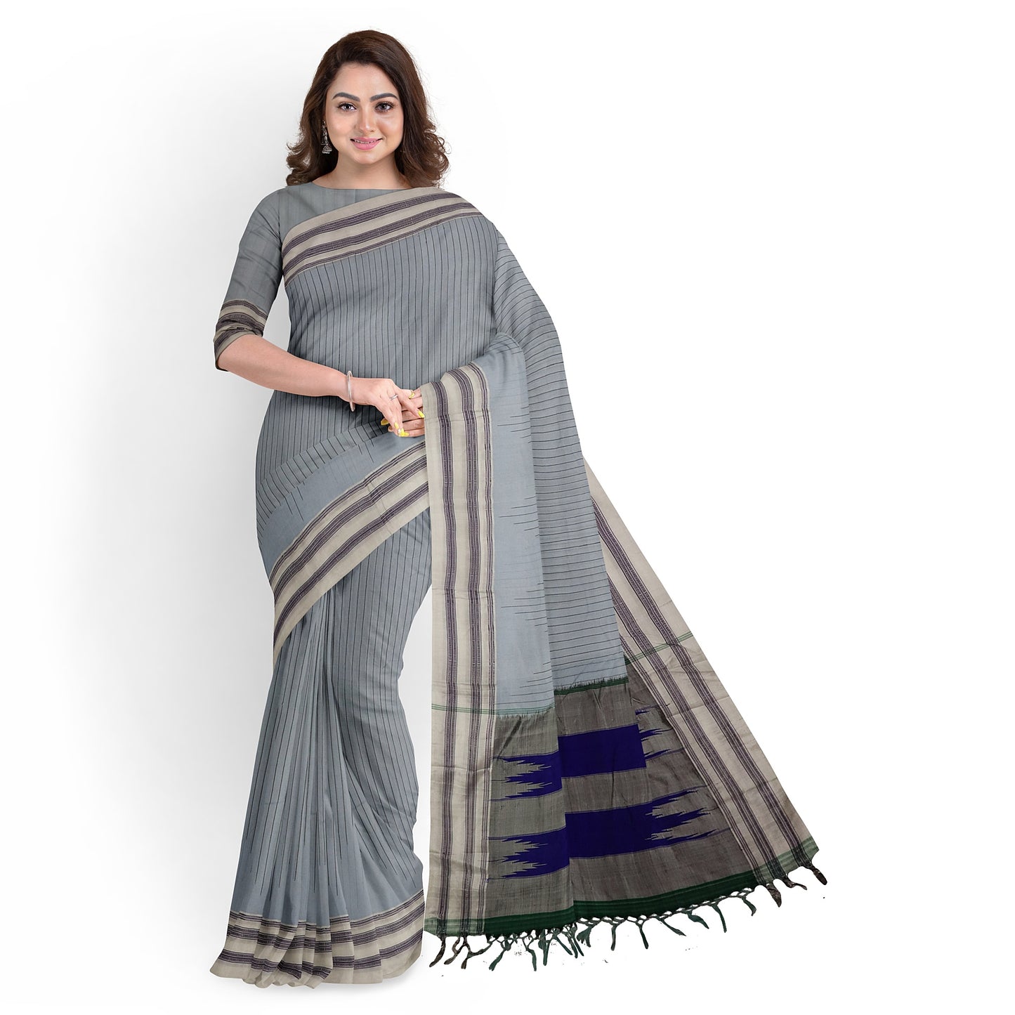 Ilkal Handloom Strip/Lining Pure Cotton Saree